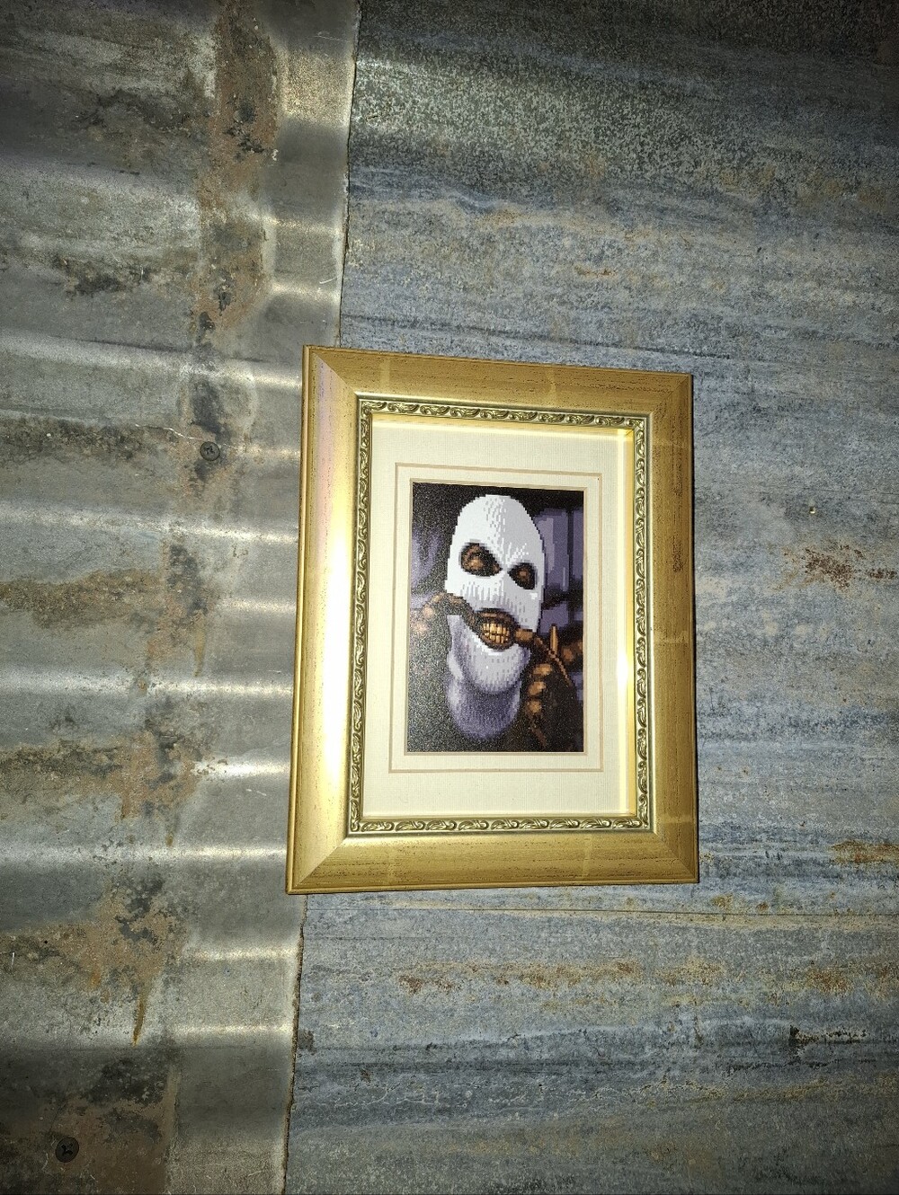 8 Bit Ski Mask With Gold Grill Framed Art Print By Neon Nicho